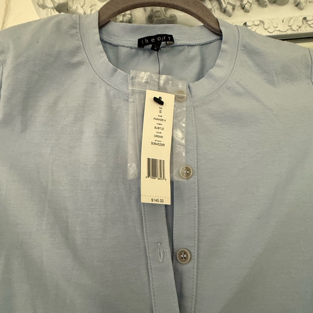 Theory Sky Blue Button-Up Blouse